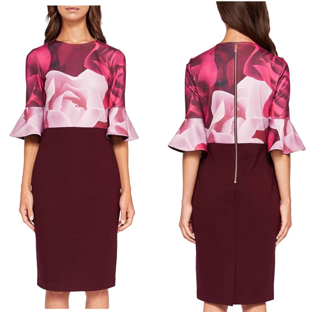 Ted Baker Tzalva Porcelain Rose Bodycon Dress 0